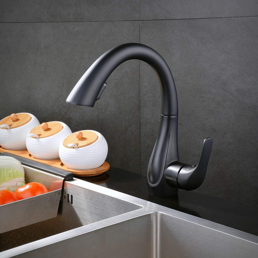 Küchenarmatur, Schwarz Wasserhahn Küche mit Herausziehbarer Dual-Spülbrause Brause, Kaltes und Heiss