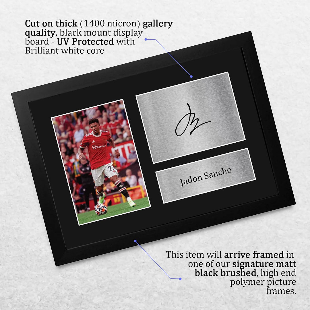 HWC Trading FR A4 Jadon Sancho Gifts Autogramm-Bild für Fussballfans und Fans, gerahmt, A4 (gerahmt)