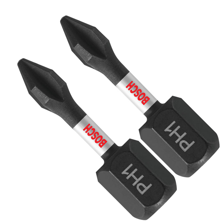 BOSCH ITPH1102 2er Pack 2,5 cm Phillips #1 Schlagfeste Schraubendrehereinsätze Phillips #1 1 In., Ph