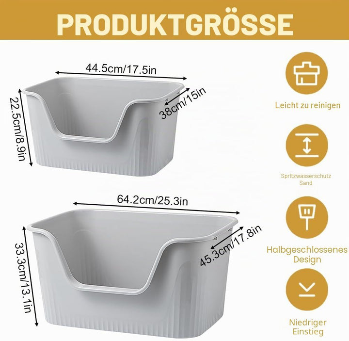 Katzenklo Offen Gross 64x45x33cm, Katzentoilette Hoher Rand Ohne Deckel Katzen Klo Cat Litter Box Sp