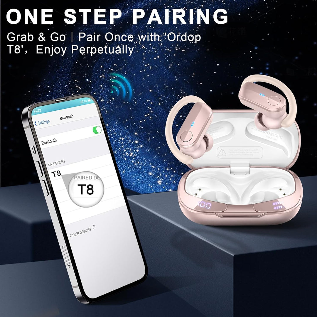 Ordtop Bluetooth Kopfhörer, Kopfhörer Kabellos Bluetooth HiFi Stereo,SY-DE51, A-roségold