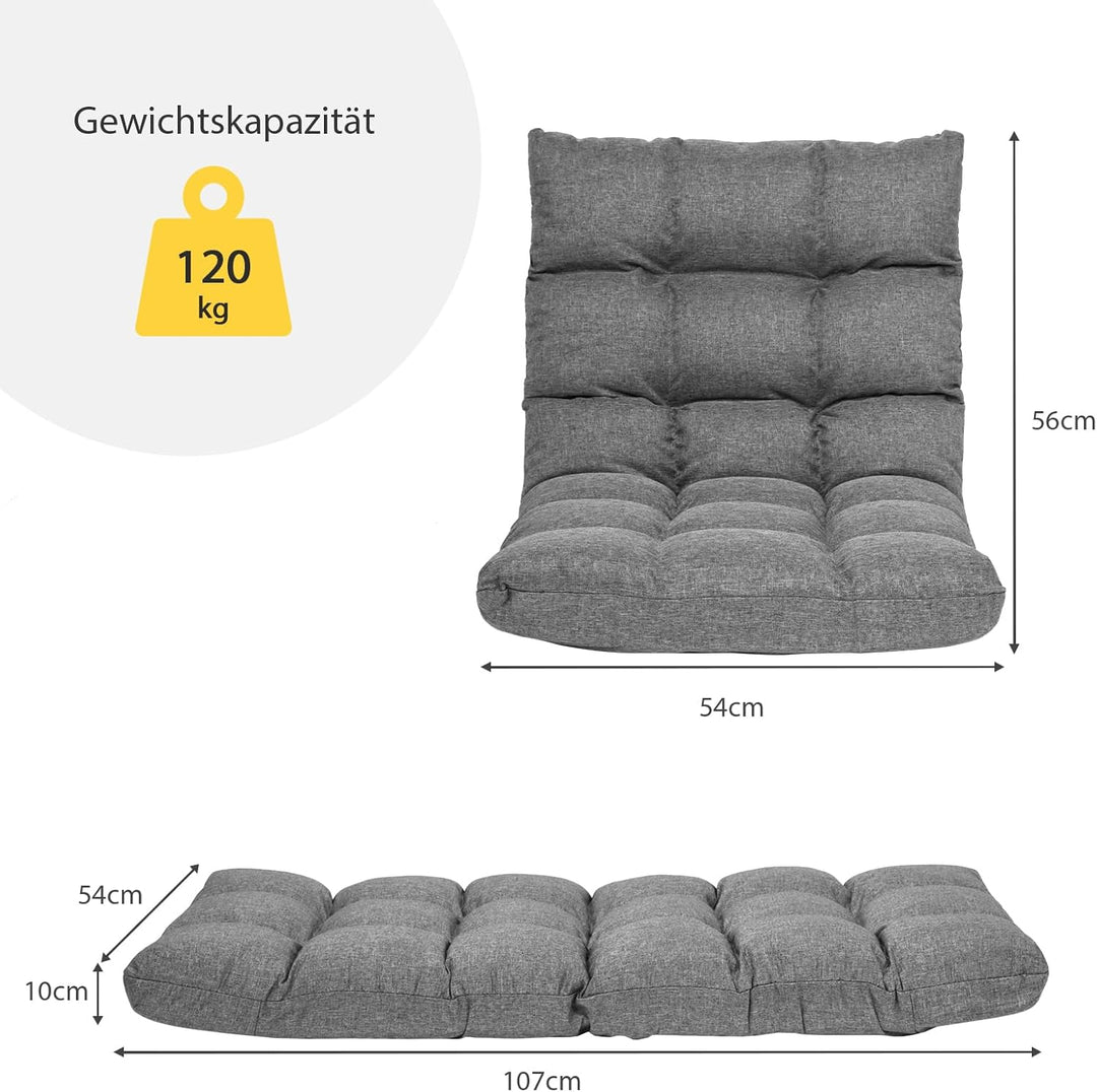 GOPLUS Bodenstuhl, Bodensofa mit Rückenlehne, Bodensessel mit Schlaffunktion, Floor Chair, Lazy Sofa
