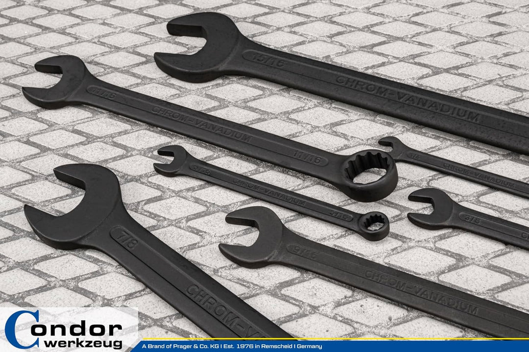 CONDOR Werkzeug 55040 | Gabel-Ringschlüssel-Satz | 12-tlg. | zöllig | 1/4" - 15/16" | Chrom-Vanadium