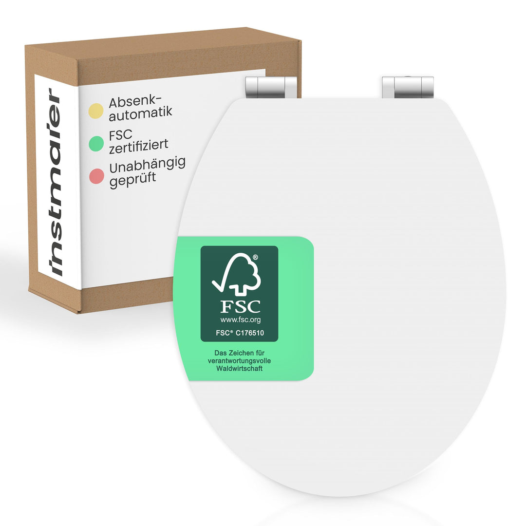 instmaier WC Sitz weiss | weisser Toilettensitz mit Absenkautomatik | Klodeckel aus MDF-Holz | geprü