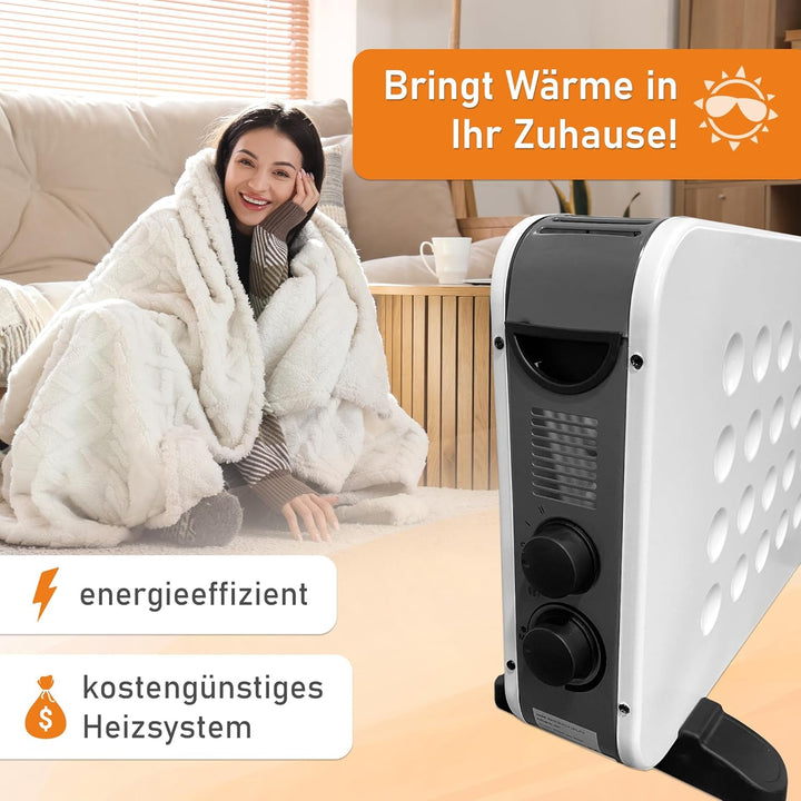 LEMODO mobile Elektroheizung - energiesparende Konvektor Heizung - Elektrische Heizung mit 2 Leistun