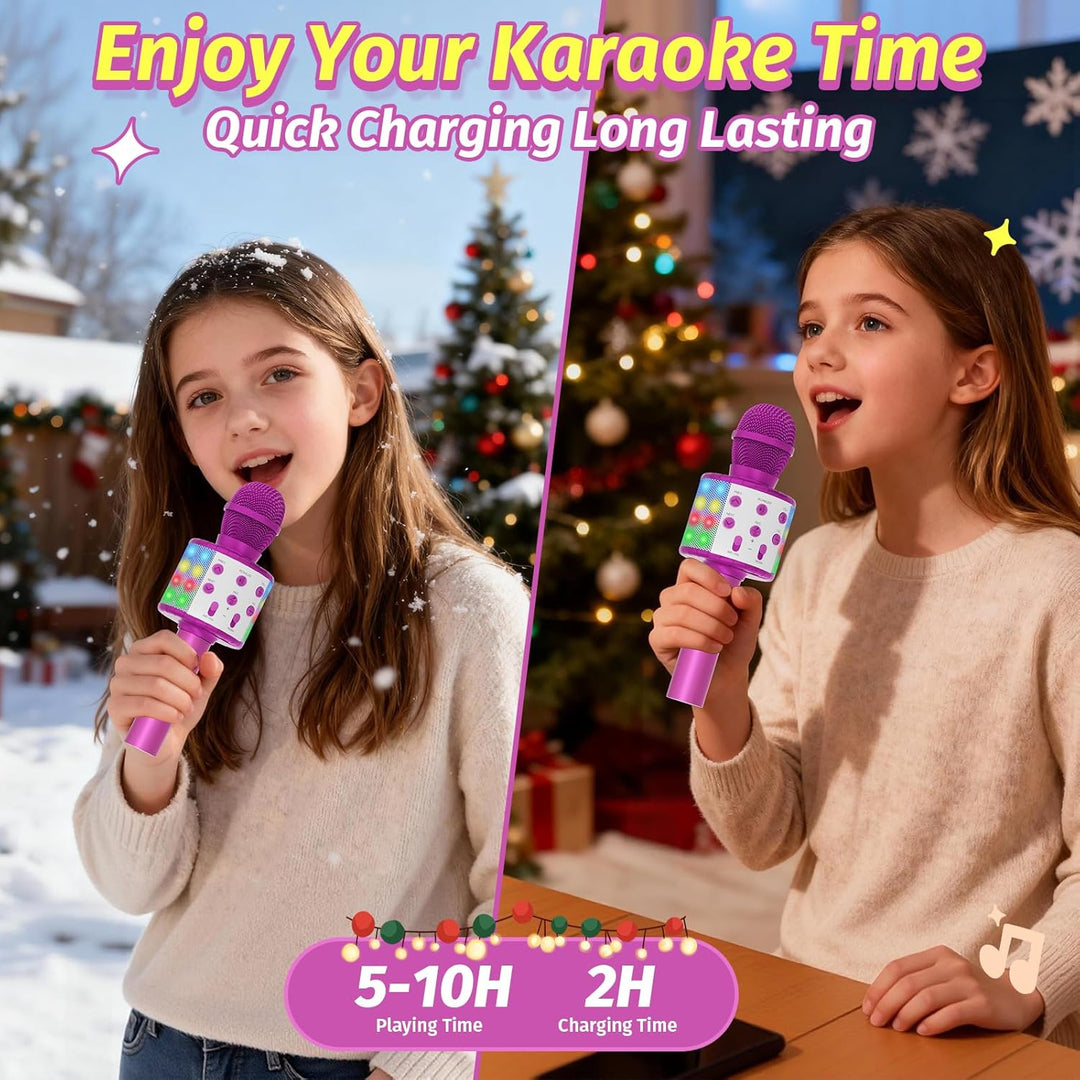 Fede Karaoke Mikrofon, Drahtloses Bluetooth Mikrofon für Kinder, Lustige Geschenke Spielzeug für Tee