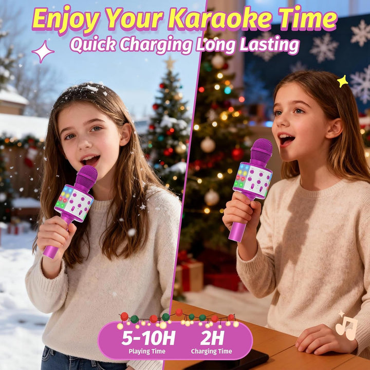 Fede Karaoke Mikrofon, Drahtloses Bluetooth Mikrofon für Kinder, Lustige Geschenke Spielzeug für Tee