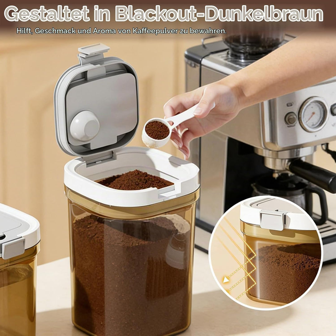 1300ML Kaffeedose Luftdicht, Kaffeebohnen Behälter Pulver Behälter mit Deckel und Löffel Kunststoff