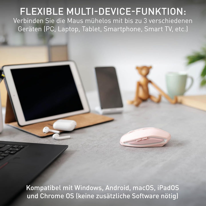 CHERRY GENTIX BT, kabellose Bluetooth Maus, Multi-Device Funktion für bis zu 3 Endgeräte, umschaltba