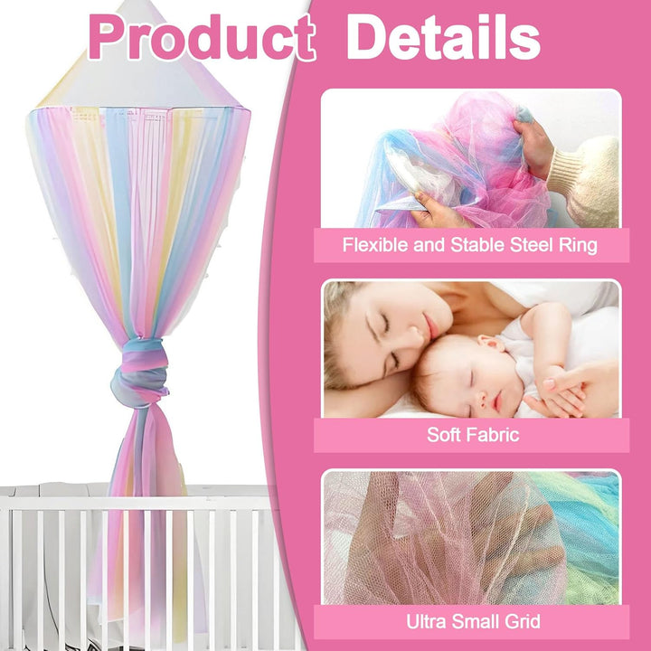 Forhome Betthimmel Mädchen,Regenbogen Betthimmel,(60 * 250 * 1250),Hängendes Mückennetz Bett für Kin