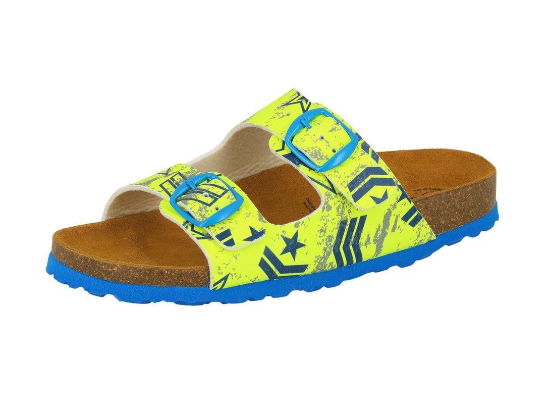Lico Unisex Kinder Bioline Motru Pantoletten 28 EU Neongelb Blau, 28 EU Neongelb Blau