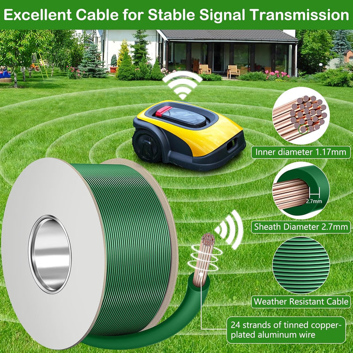 100m Begrenzungskabel Mähroboter Set, 24 Litzen Verzinnt Kupfer, Wetterfest IP67 - Inkl. 50 Erdnägel