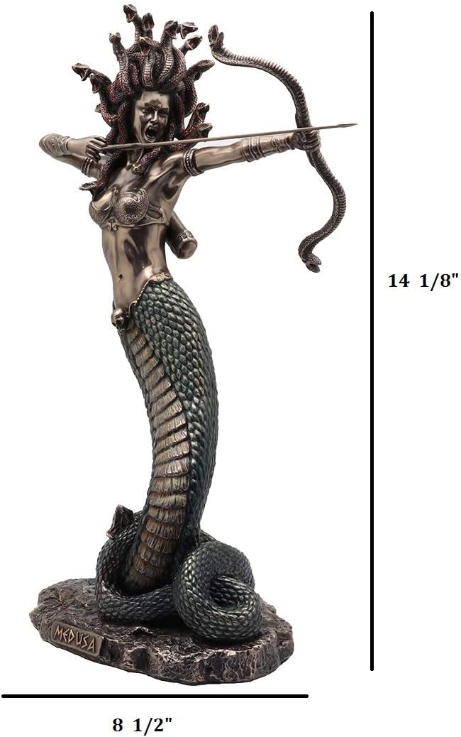 Veronese Design Furious Medusa Schiesspfeil aus Kunstharz, Bronze Finish, handbemalt, 36 cm, L