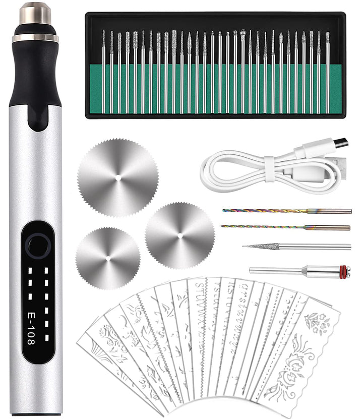Elektrische Gravierstift, Gravierwerkzeugsatz Gravur Gerät USB Mini Gravierstift Mit Gravurzubehör f