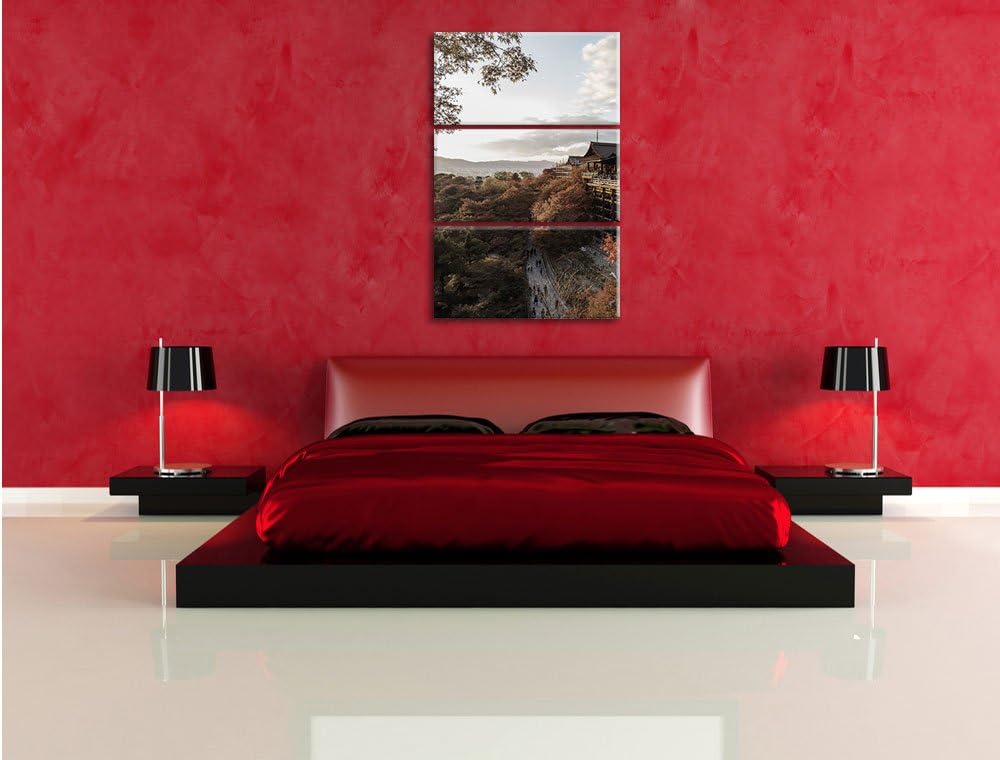 Pixxprint rieisger Kiyomizu-dera Tempel in Kyoto als Leinwandbild/Grösse: 3 Teilig (120x80) cm/Wandb