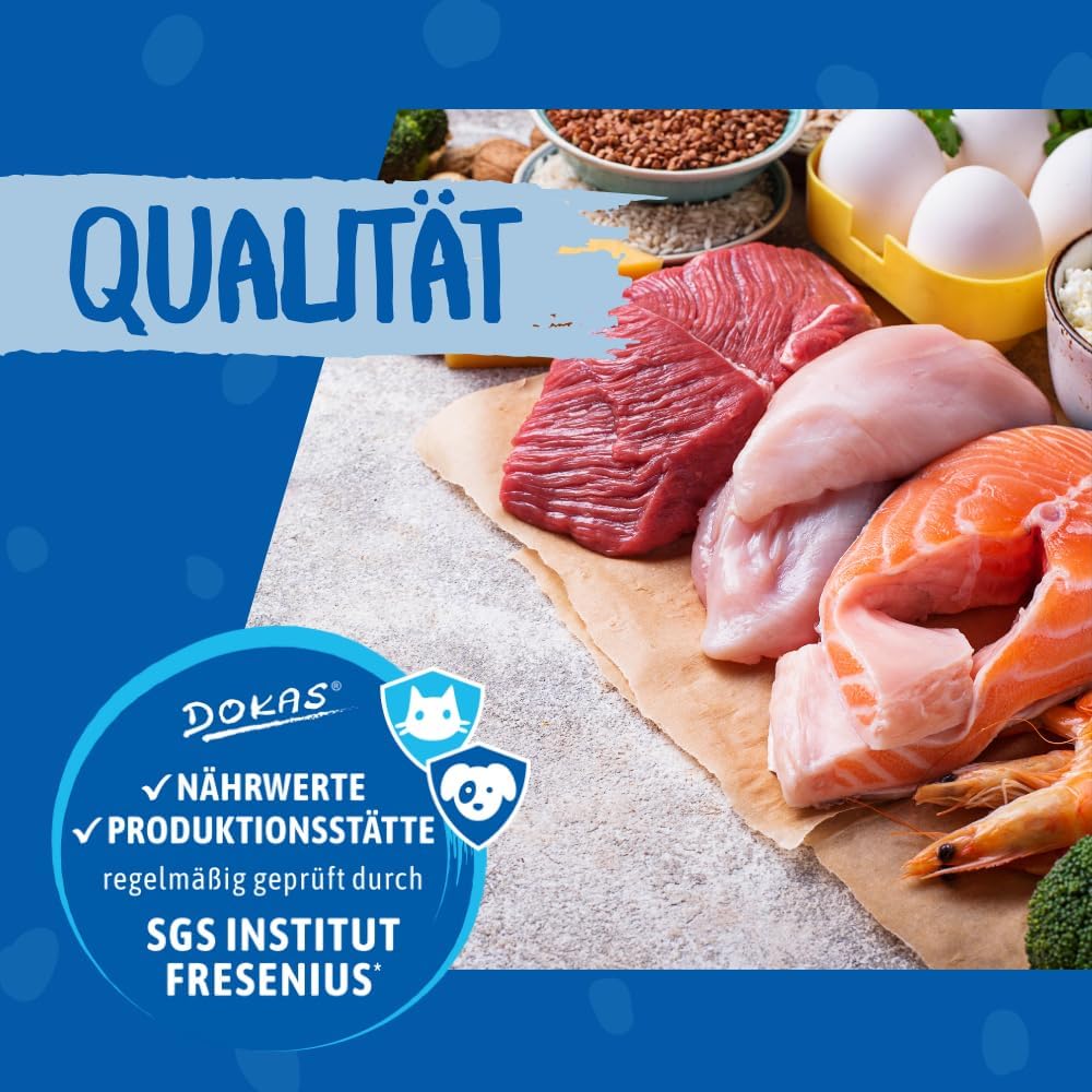 DOKAS Getreidefreier Premium Snack in Streifen für Hunde – Aus Entenbrustfilet, 900 g (4er Pack)