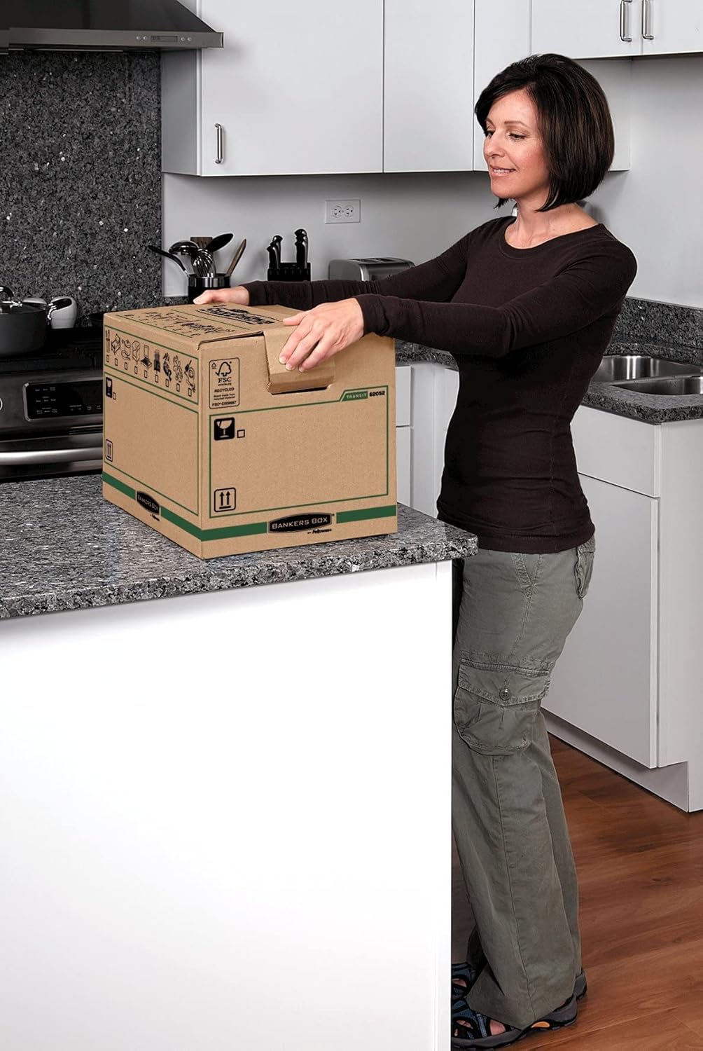 Bankers Box by Fellowes Transit grosse Umzugskiste, 5er-Pack, 47 x 48 x 41,2 cm, 47 x 48 x 41,2 cm