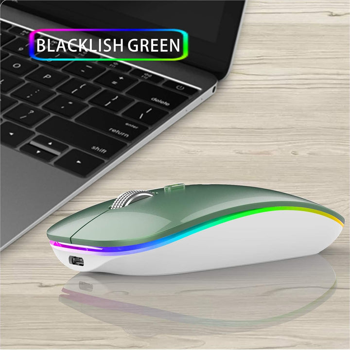 Uiosmuph G12 Maus Kabellos, LED 2.4G Leise Funkmaus Wiederaufladbar Wireless Mousemit Nano USB Empfä