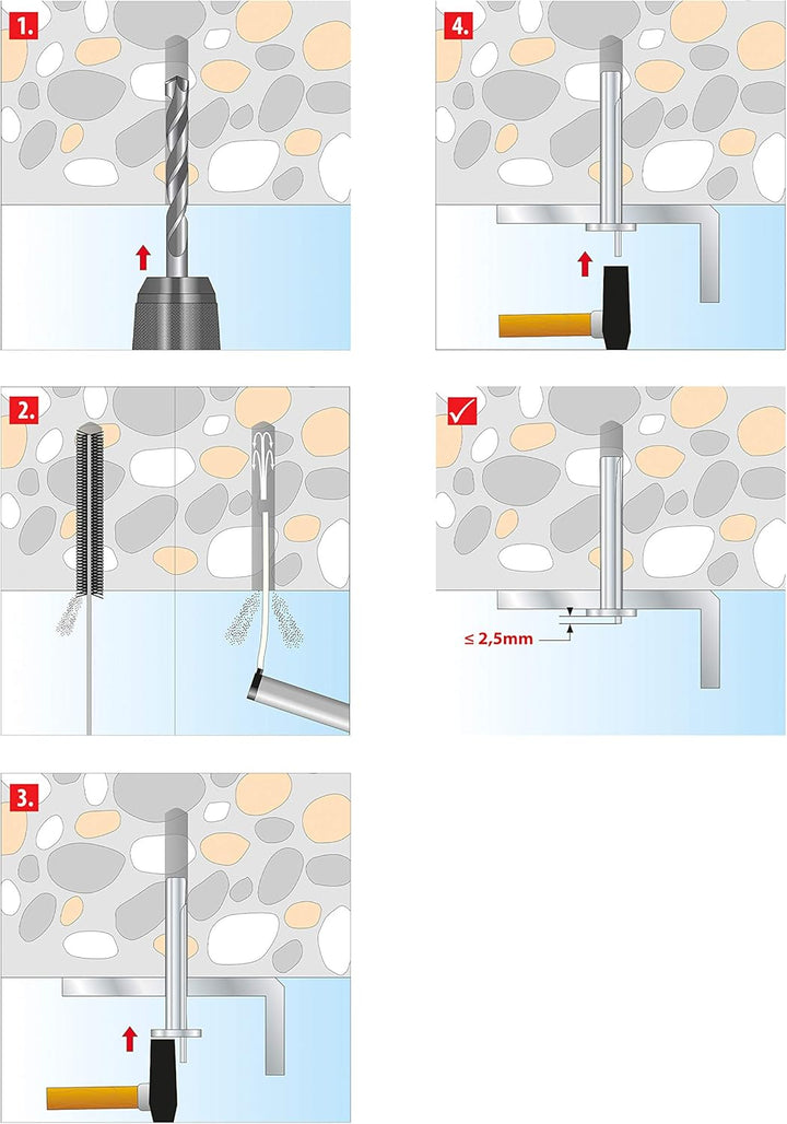 TOX Deckennagel Top 6 x 65 mm, Deckennägel für Beton und einfache Montagen, sichere Befestigungen vo