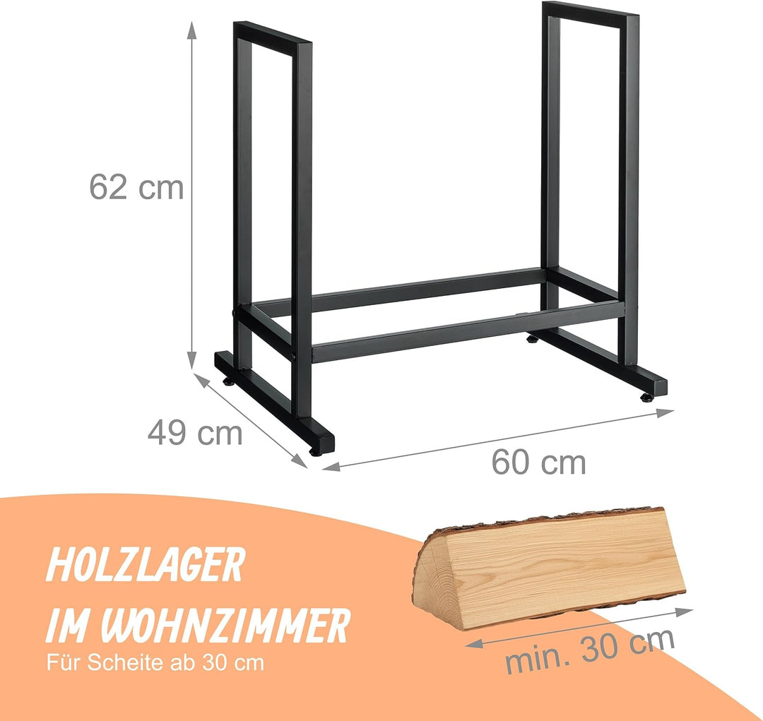 Relaxdays Kaminholzregal, Metall, modern, HBT: 62x60x49 cm, Brennholzregal Feuerholz, Stapelholz &amp; B