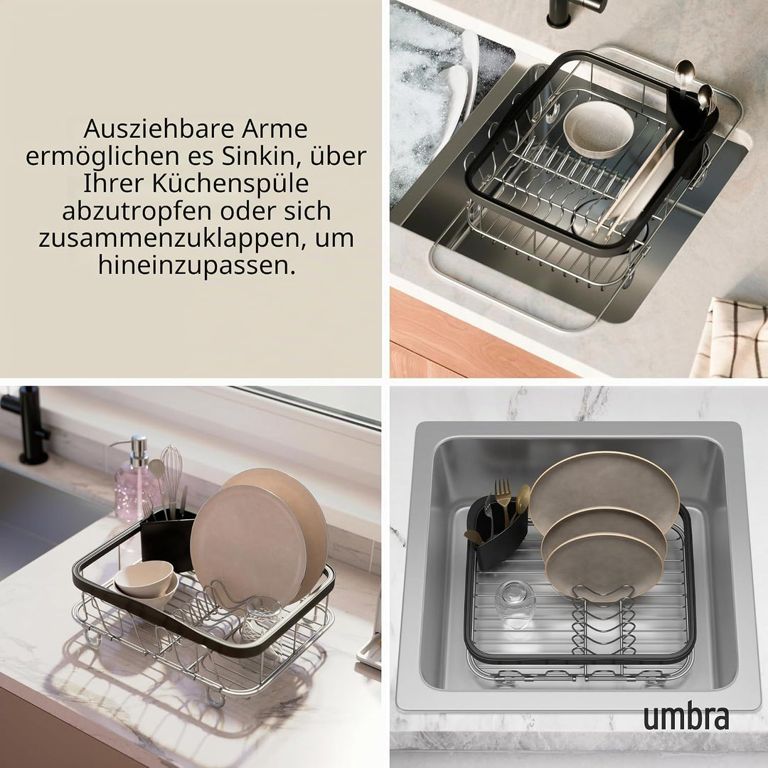 Umbra Multi-Use Dish Rack Black Sinkin multifunktionaler Geschirrständer Schwarz/Nickel, Metall, Gro