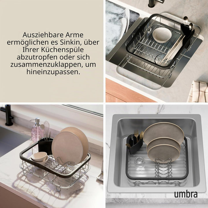 Umbra Multi-Use Dish Rack Black Sinkin multifunktionaler Geschirrständer Schwarz/Nickel, Metall, Gro