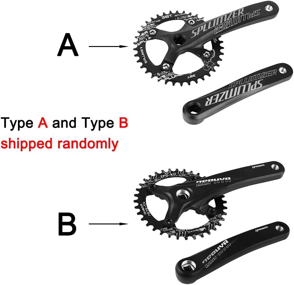 splumzer 170mm Vierkantkurbel für Mountainbike mit 104 Lochkreis 32/34/36/38T Kettenblatt, Wide Narr