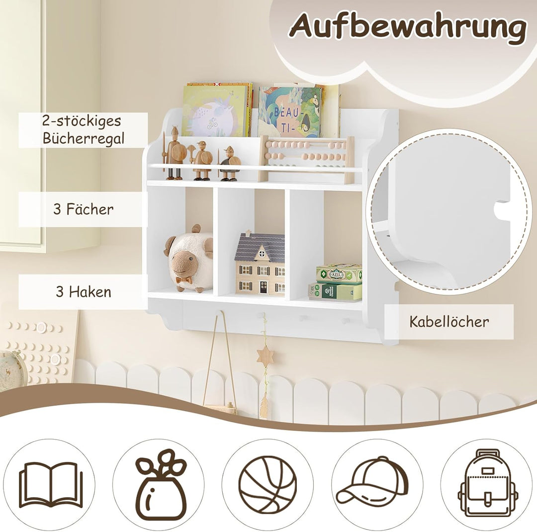WOLTU Bücherregal Kinder, Wandregal Schweberegal Hängeregal Kinderzimmer, schwebendes Regal für Ster