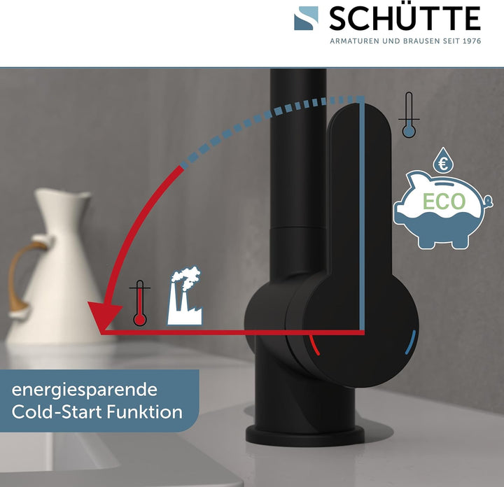 Schütte Niederdruck Küchenarmatur LONDON mit ausziehbarer Geschirrbrause, Armatur für Boiler/Unterti