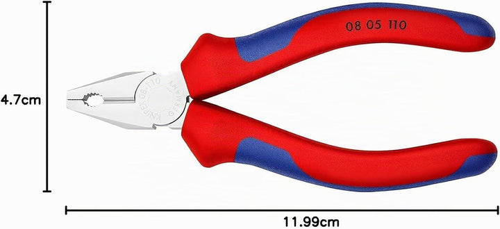 Knipex Mini-Kombizange verchromt, mit Mehrkomponenten-Hüllen 110 mm 08 05 110
