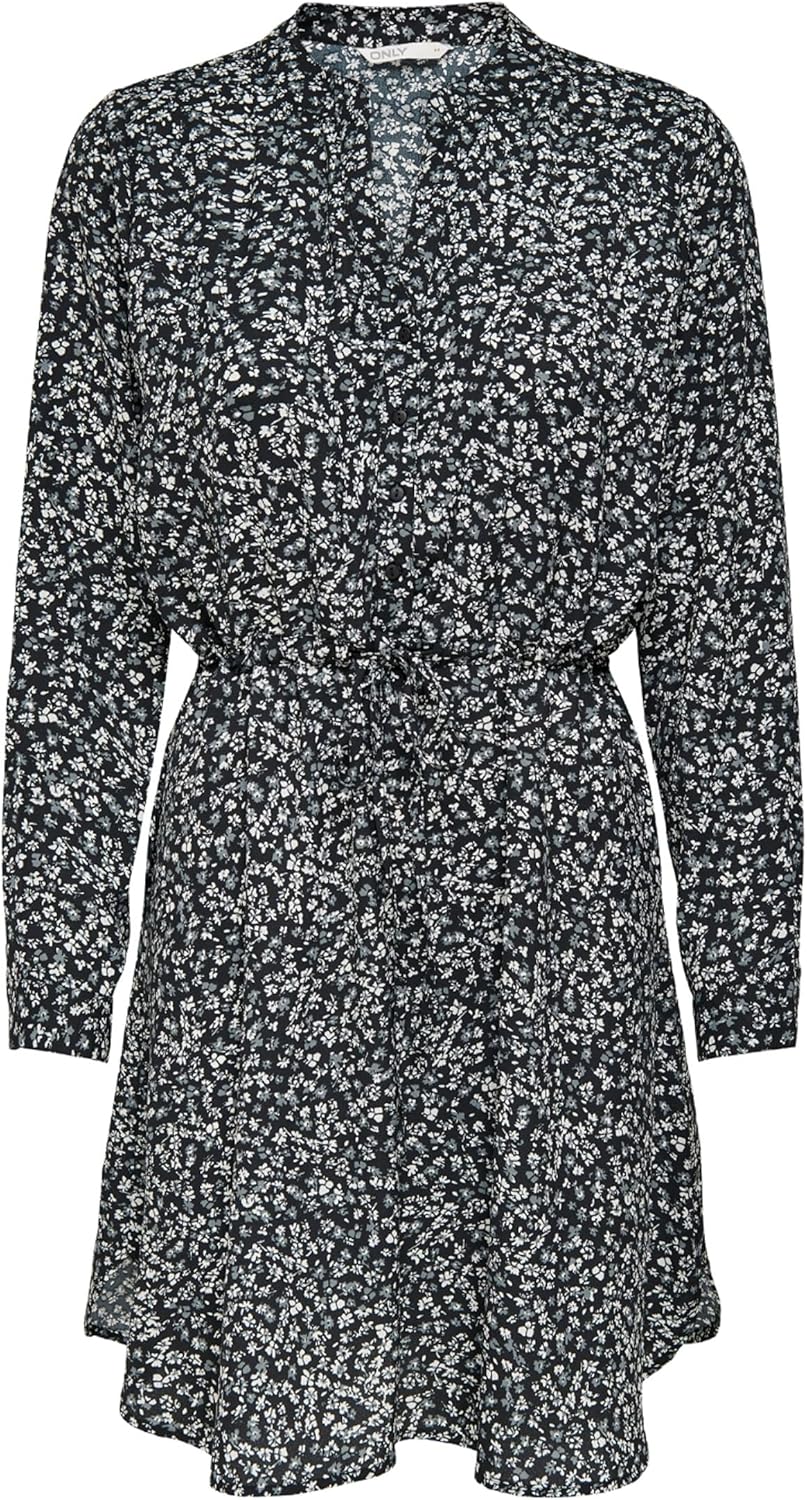 ONLY Damen Onlcory L/S V-Neck Tunic WVN Noos Tunika XS Black / Maria White Grey Disty, XS Black / Ma