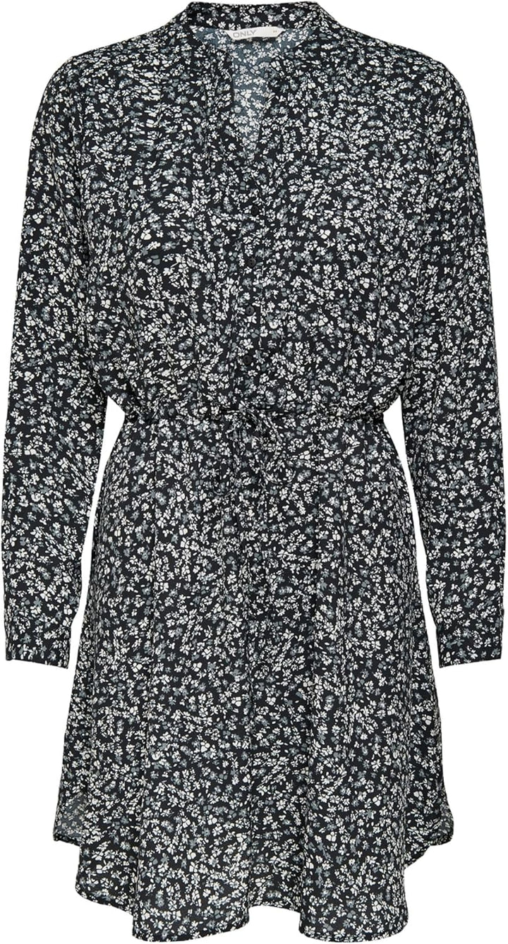 ONLY Damen Onlcory L/S V-Neck Tunic WVN Noos Tunika XS Black / Maria White Grey Disty, XS Black / Ma