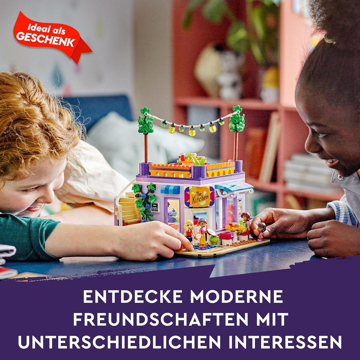 LEGO 41747 Friends Heartlake City Gemeinschaftsküche Spiel-Set mit Koch-Zubehör, 3 Mini-Puppen und d