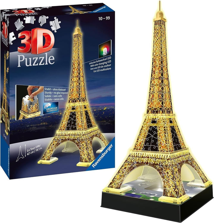 Ravensburger 3D Puzzle Eiffelturm in Paris bei Nacht 12579 - leuchtet im Dunkeln - 216 Teile - ab 10