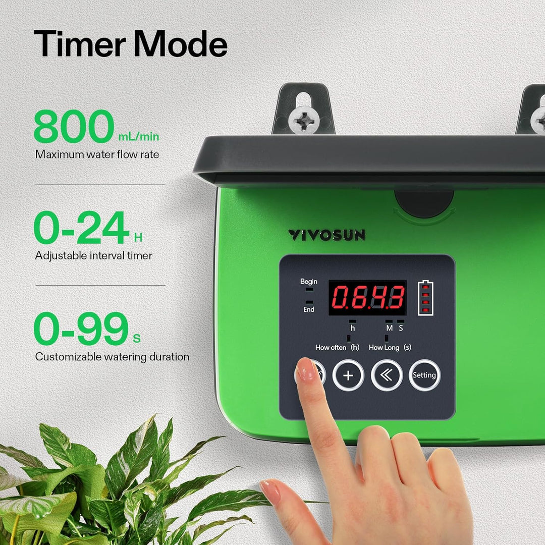 VIVOSUN Solar Automatische Tropfbewässerung Set mit Zeituhr, 3W Ausgang, Solarbetriebenes Bewässerun