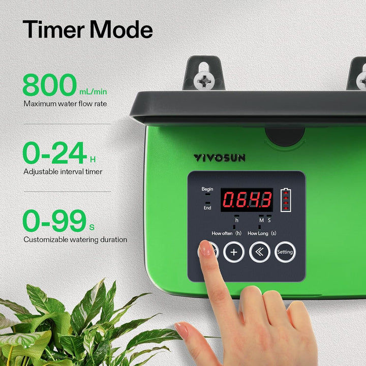 VIVOSUN Solar Automatische Tropfbewässerung Set mit Zeituhr, 3W Ausgang, Solarbetriebenes Bewässerun