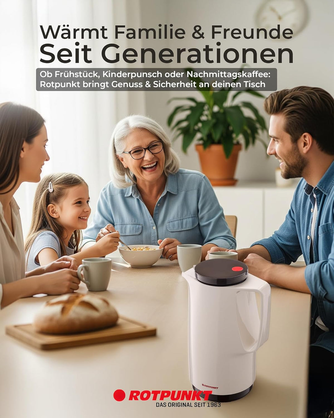 ROTPUNKT Isolierkanne 760 Maxima 1,0 l | Zweifunktions-Drehverschluss | BPA-frei - gesundes Trinken