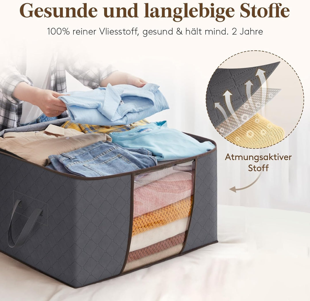 Lifewit 3 Stück Aufbewahrungstasche, Aufbewahrungsbox mit Deckel, Kleiderschrank Organizer Faltbare