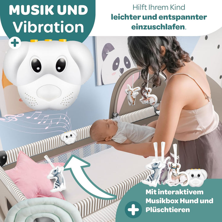 Kidiz® Babybett Reisebett Kinderreisebett klappbar mit Matratze & Räder 120x60, Seiteneingang, Wicke