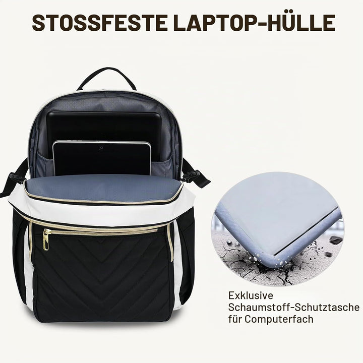 VANKEAN Laptop-Rucksack für Damen, beige-schwarz, 15.6 inch 15.6 inch Beige-schwarz, 15.6 inch Beige