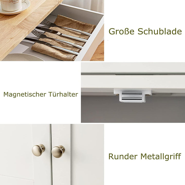 RELAX4LIFE Küchenwagen, Küchenschrank auf Rollen, Rollwagen mit Schublade, Küchentrolley aus Holz, W