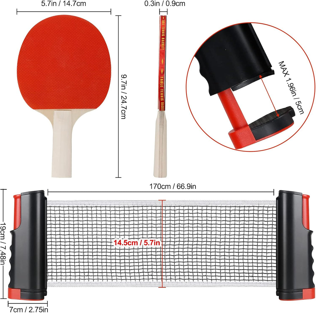 Tischtennis Set - Tischtennis Gesetzt,Instant Tischtennis-Set,Ausziehbares Tischtennisnetz Set mit 1