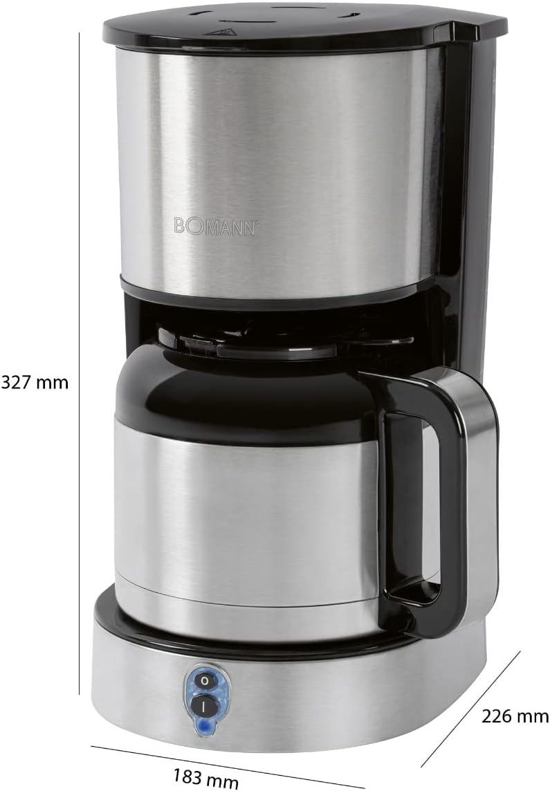 Bomann KA 6037 CB Thermo-Kaffeeautomat für 8–10 Tassen Kaffee, Edelstahl-Thermokanne (doppelwandig)