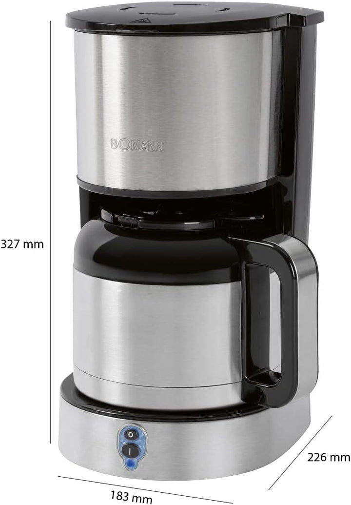 Bomann KA 6037 CB Thermo-Kaffeeautomat für 8–10 Tassen Kaffee, Edelstahl-Thermokanne (doppelwandig)
