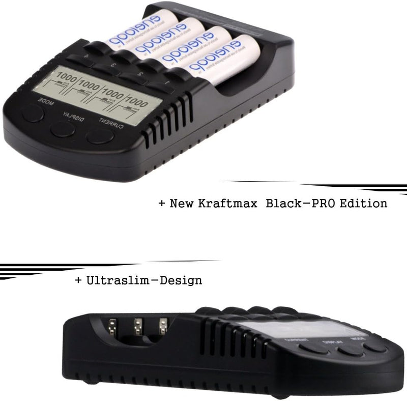 Kraftmax Kombipack - Kraftmax BC-4000 Pro Ladegerät und 8X Pansonic Eneloop PRO XX AA/Mignon Akkus -