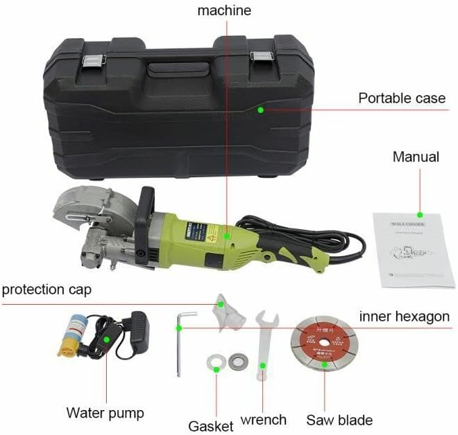4000 W elektrische Mauernutfräse, Mauernutfräse, Betonnutfräse, Nutenfräsmaschine, 5 Sägeblätter, fü