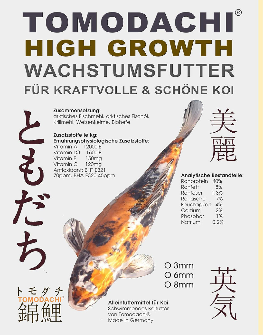 Koi Wachstumsfutter Schwimmfutter für kleine Koi und Tosai Koi Grower leicht verdauliches schwimmend