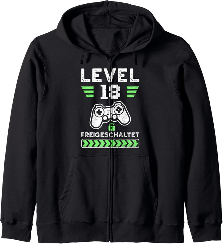 Gaming: Level 18 Freigeschaltet - 18. Geburtstag Sprüche Kapuzenjacke