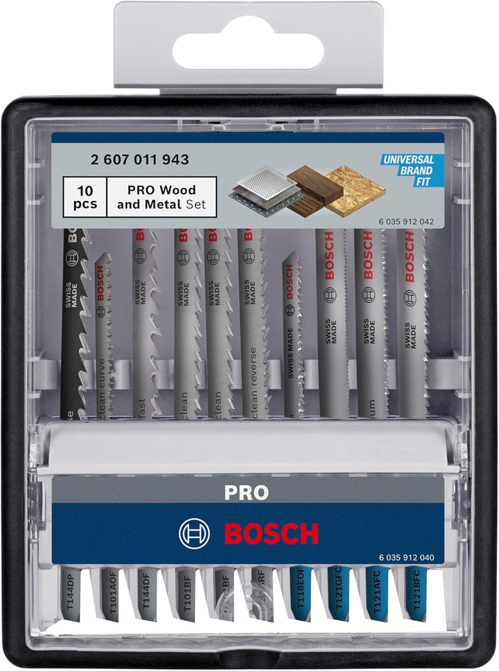 Bosch 10x PRO Wood and Metal Stichsägeblatt-Set, 10-tlg. (für Stahlbleche, Hartholz, Länge 100 mm, P
