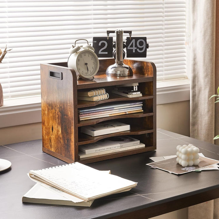 YMYNY Schreibtisch Organizer aus Holz, Dokumentenablage, A4, Aktenmagazinhalter Bücher, Sammler, mit